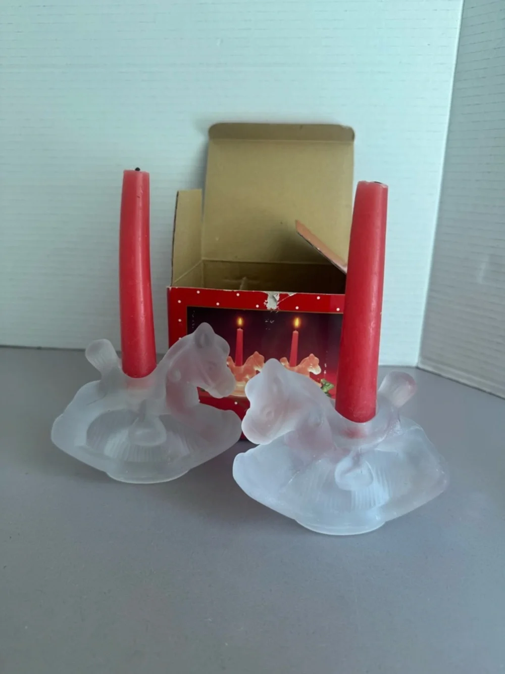 Vintage Rocking Horse Candle Holders Set with Candles